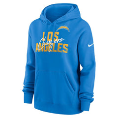 Los Angeles Chargers Women's Wordmark Club Fleece Pullover Hoodie Powder Blue