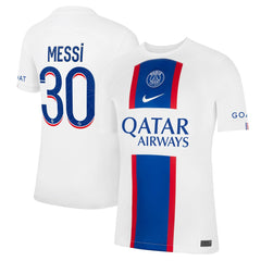 Lionel Messi Paris Saint-Germain 2022/23 Third Breathe Stadium Replica Player Jersey White