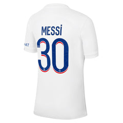 Lionel Messi Paris Saint-Germain 2022/23 Third Breathe Stadium Replica Player Jersey White