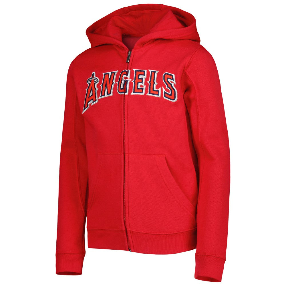Los Angeles Angels Youth Wordmark Full-Zip Fleece Hoodie - Red Hoodies