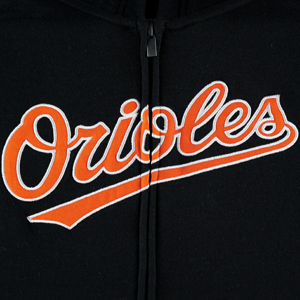 Baltimore Orioles Youth Wordmark Full-Zip Fleece Hoodie - Black Hoodies