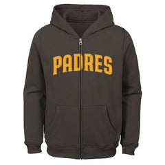 San Diego Padres Youth Wordmark Full-Zip Fleece Hoodie - Brown Hoodies