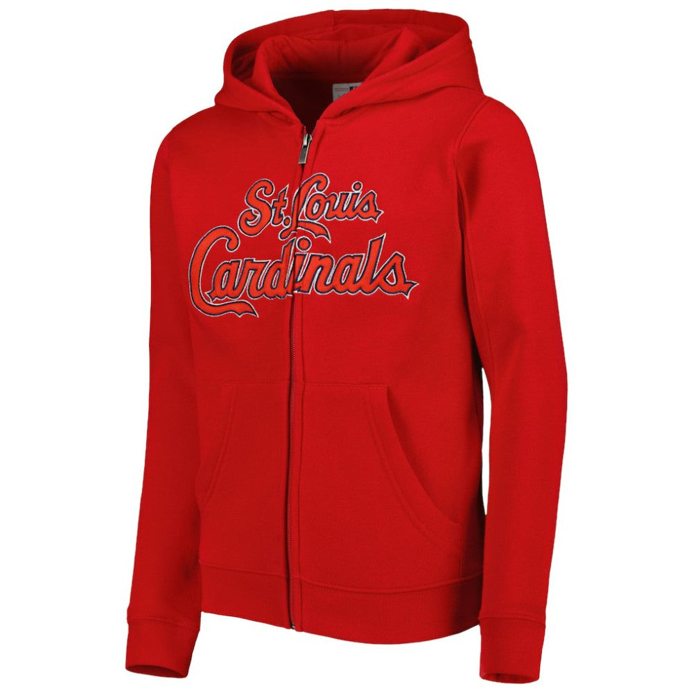 St. Louis Cardinals Youth Wordmark Full-Zip Fleece Hoodie - Red Hoodies