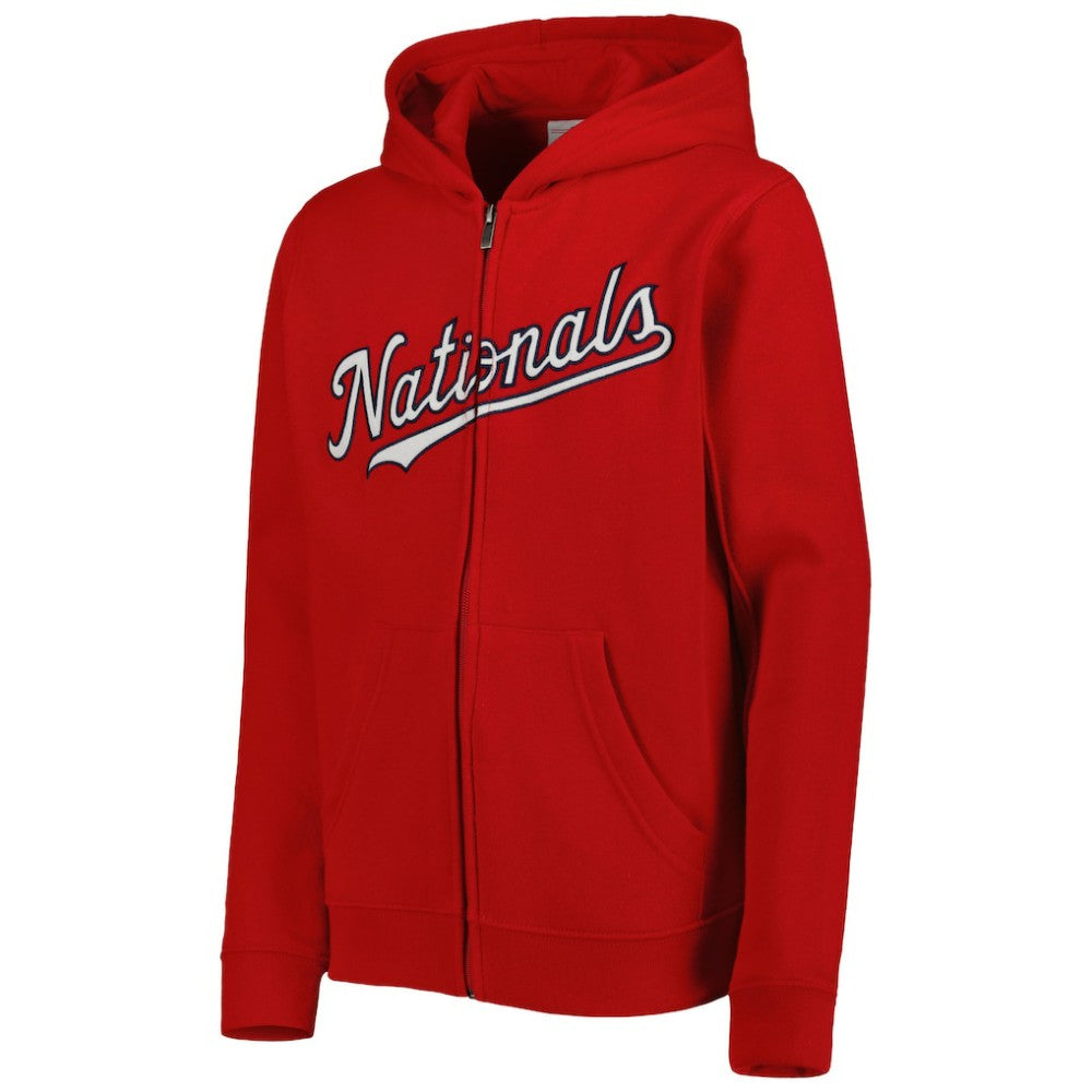 Washington Nationals Youth Wordmark Full-Zip Fleece Hoodie - Red Hoodies
