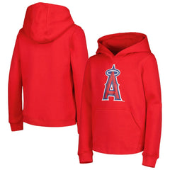 Los Angeles Angels Youth Team Primary Logo Pullover Hoodie - Red Hoodies