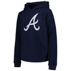 Atlanta Braves Youth Team Primary Logo Pullover Hoodie - Navy Hoodies