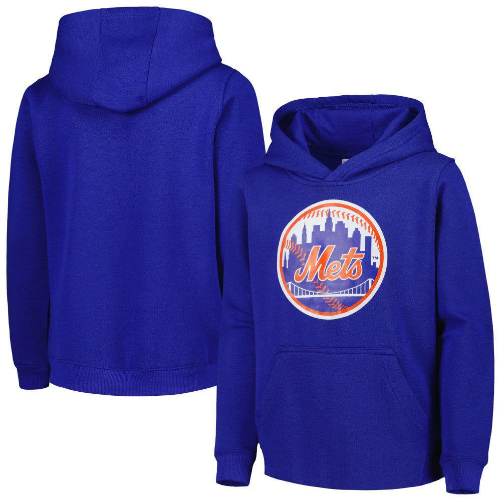 New York Mets Youth Team Primary Logo Pullover Hoodie - Royal Hoodies