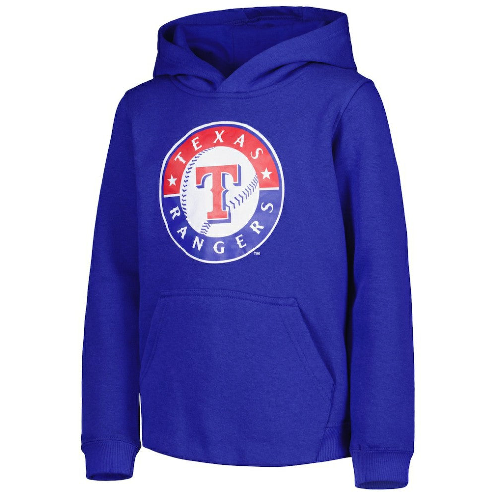 Texas Rangers Youth Team Primary Logo Pullover Hoodie - Royal Hoodies