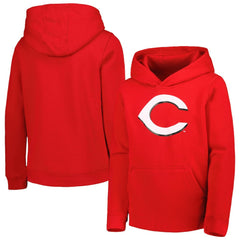 Cincinnati Reds Youth Team Primary Logo Pullover Hoodie - Red Hoodies