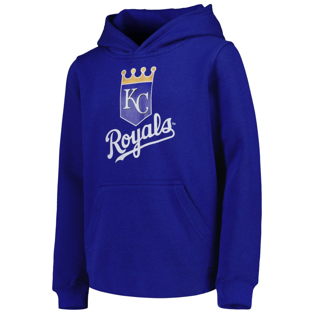 Kansas City Royals Youth Team Primary Logo Pullover Hoodie - Royal Hoodies