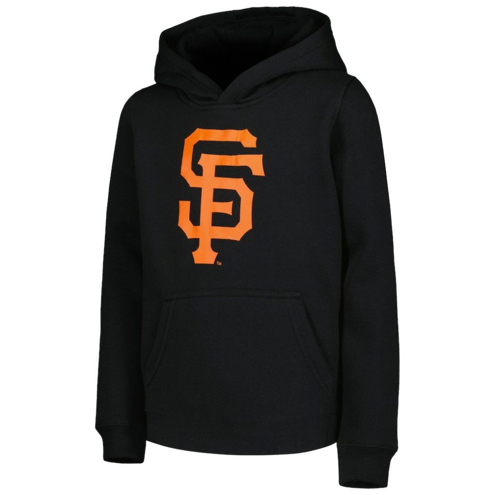 San Francisco Giants Youth Team Primary Logo Pullover Hoodie - Black Hoodies
