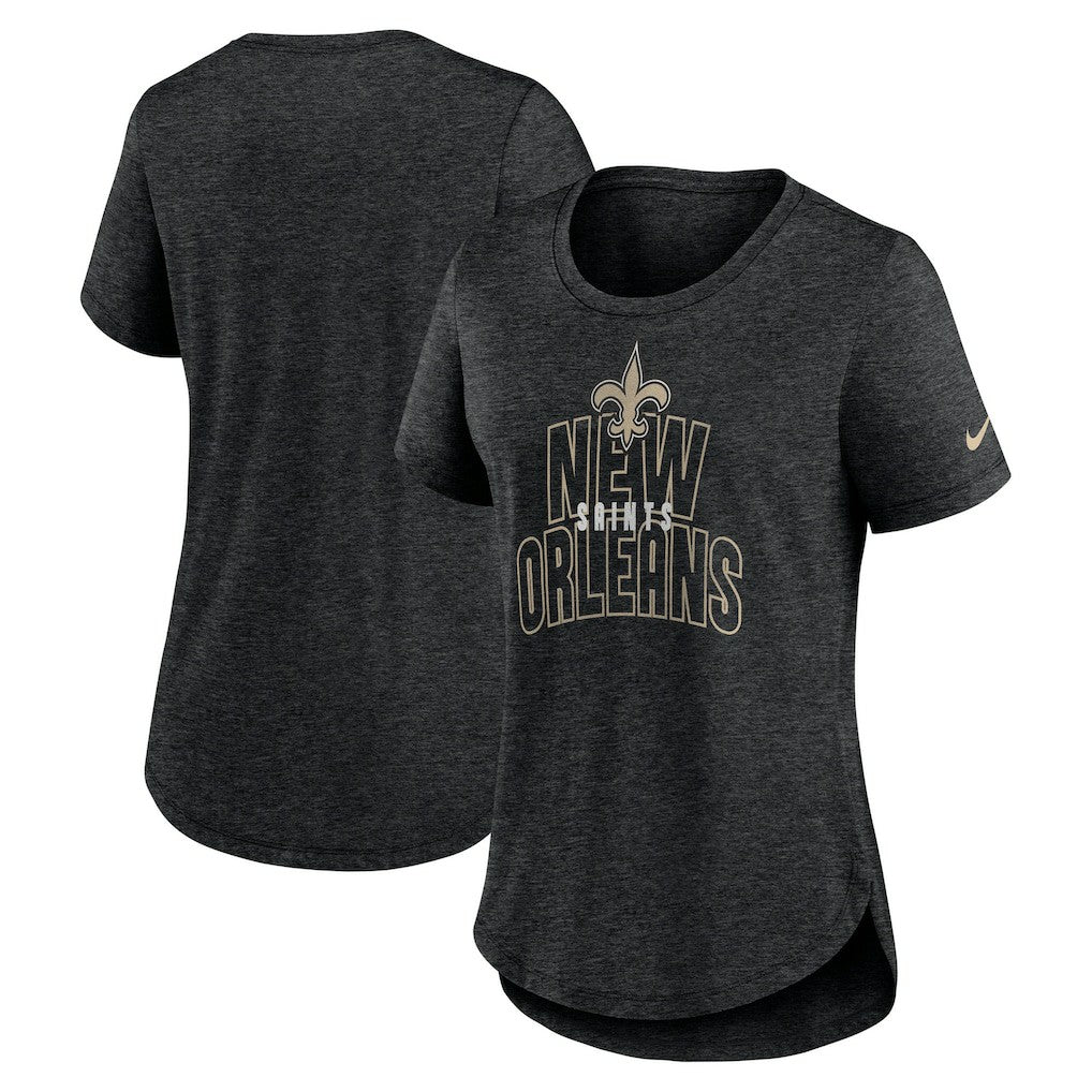 New Orleans Saints Women's Fashion Tri-Blend T-Shirt Heather Black