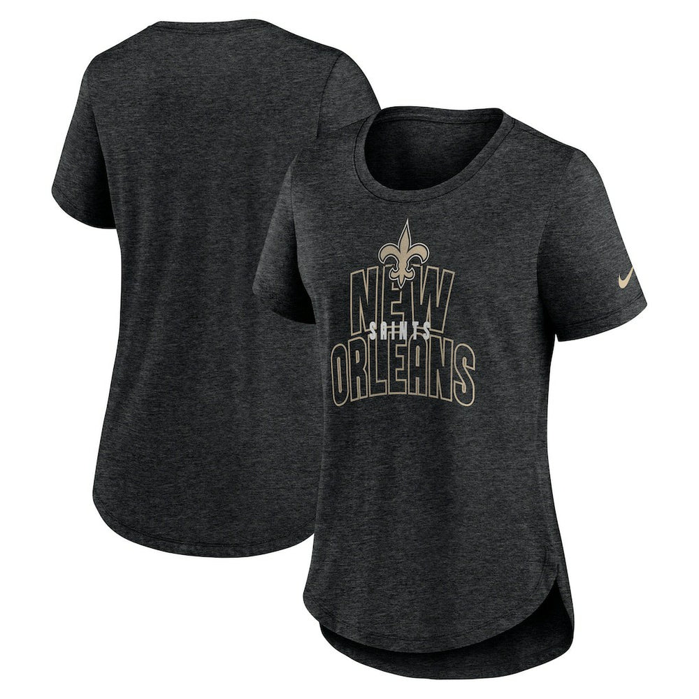 New Orleans Saints Women's Fashion Tri-Blend T-Shirt Heather Black