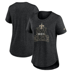 New Orleans Saints Women's Fashion Tri-Blend T-Shirt Heather Black