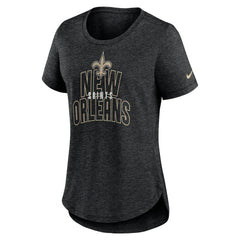 New Orleans Saints Women's Fashion Tri-Blend T-Shirt Heather Black