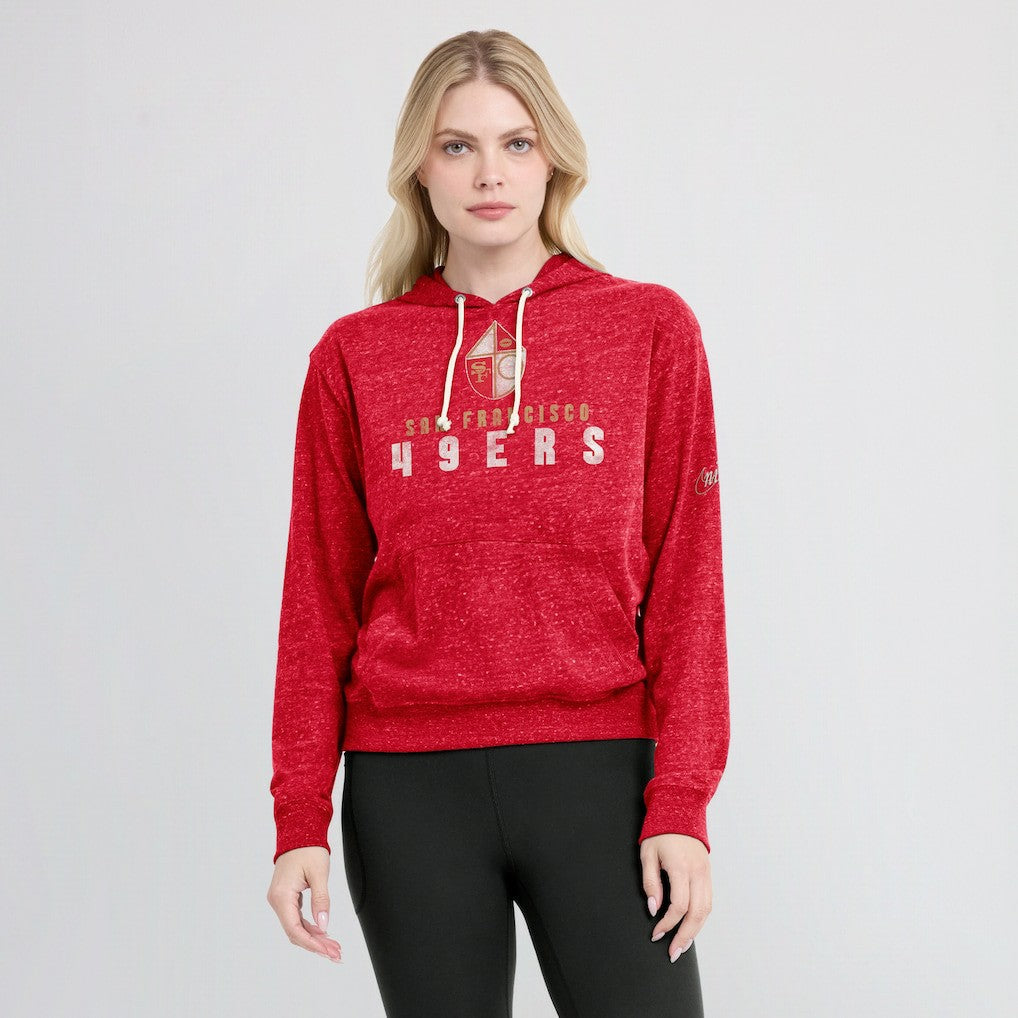 San Francisco 49ers Women's Rewind Gym Vintage Lightweight Pullover Hoodie Scarlet