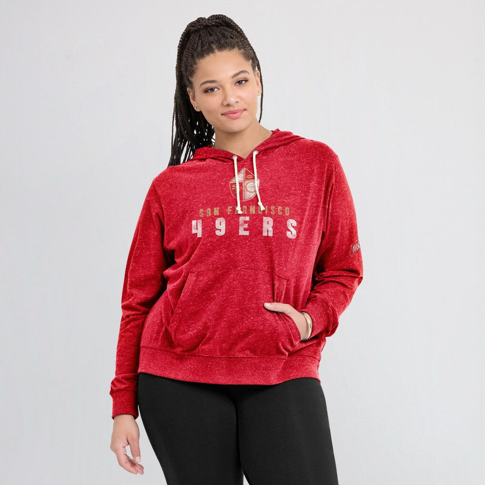 San Francisco 49ers Women's Rewind Gym Vintage Lightweight Pullover Hoodie Scarlet