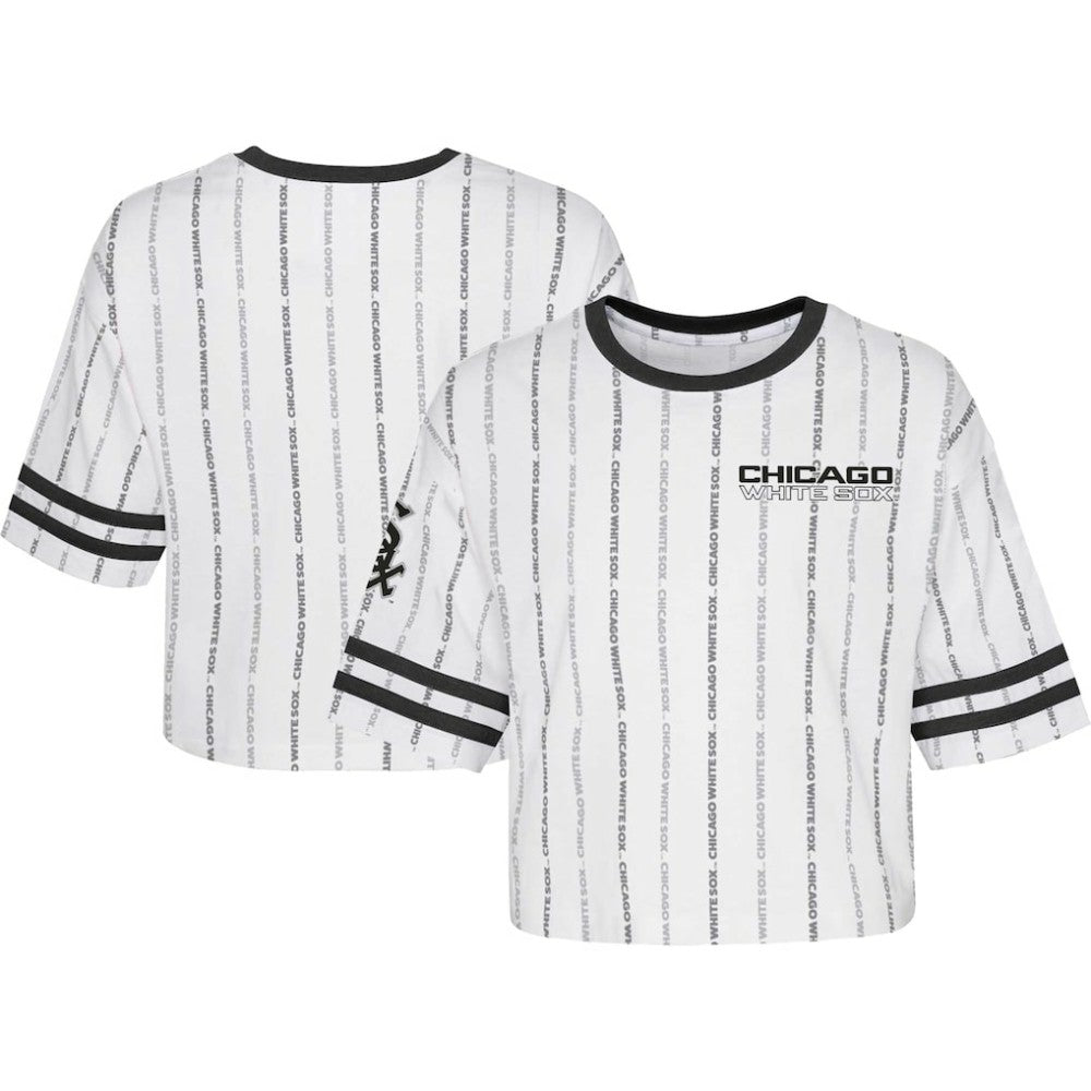 Chicago White Sox Girls Youth Ball Striped T-Shirt - White T-shirts