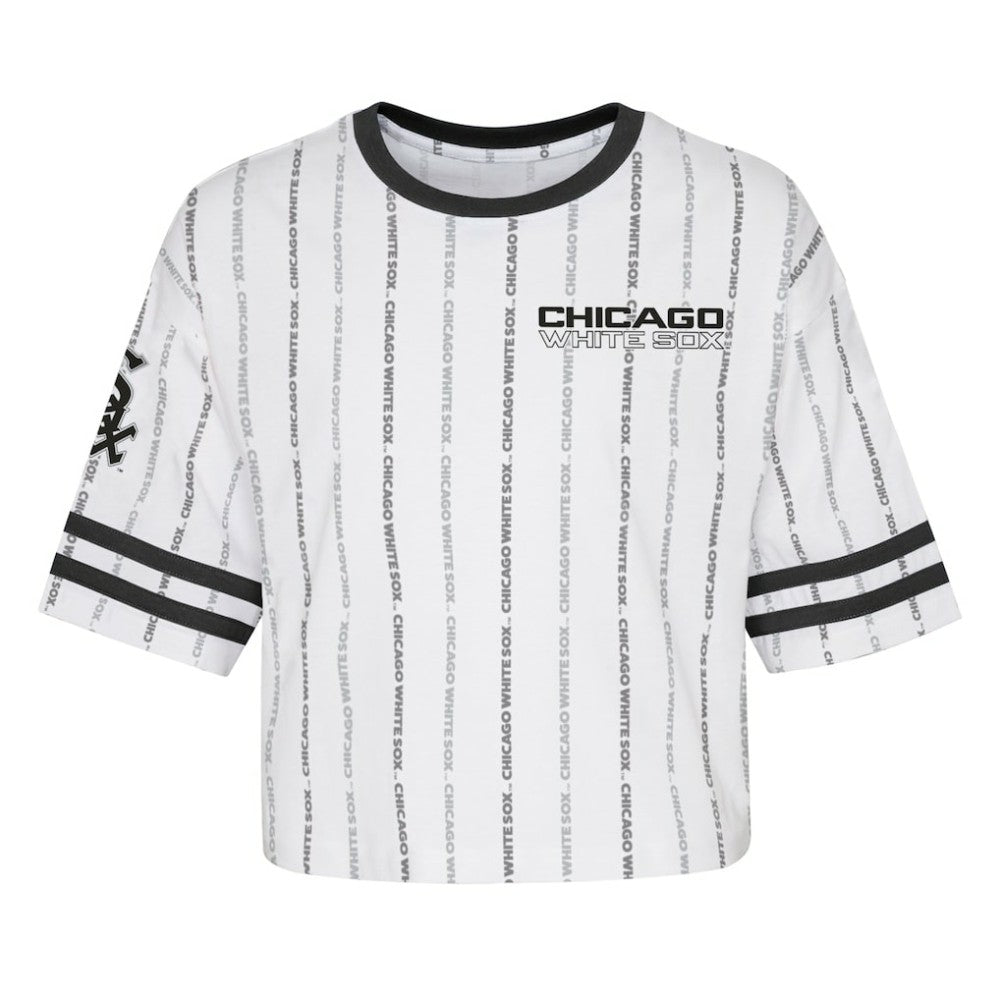 Chicago White Sox Girls Youth Ball Striped T-Shirt - White T-shirts