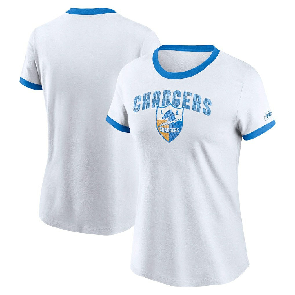 Los Angeles Chargers Women's Rewind Ringer Tri-Blend T-Shirt White