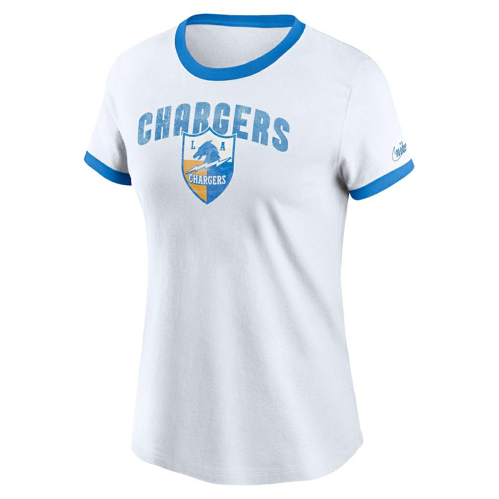 Los Angeles Chargers Women's Rewind Ringer Tri-Blend T-Shirt White