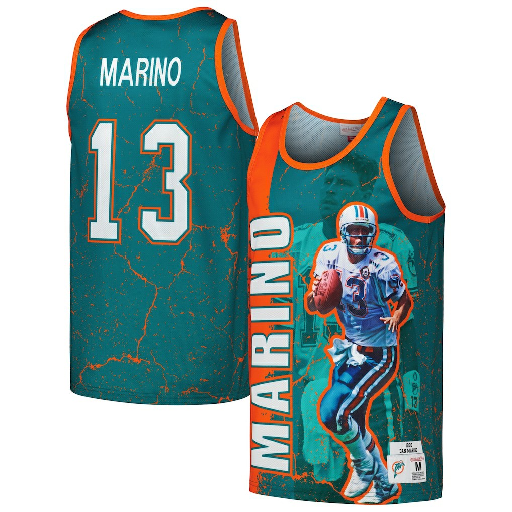 Dan Marino Miami Dolphins 1990 Player Burst Tank Top Aqua