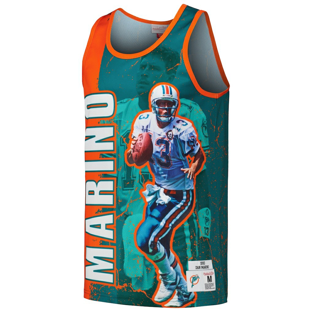 Dan Marino Miami Dolphins 1990 Player Burst Tank Top Aqua