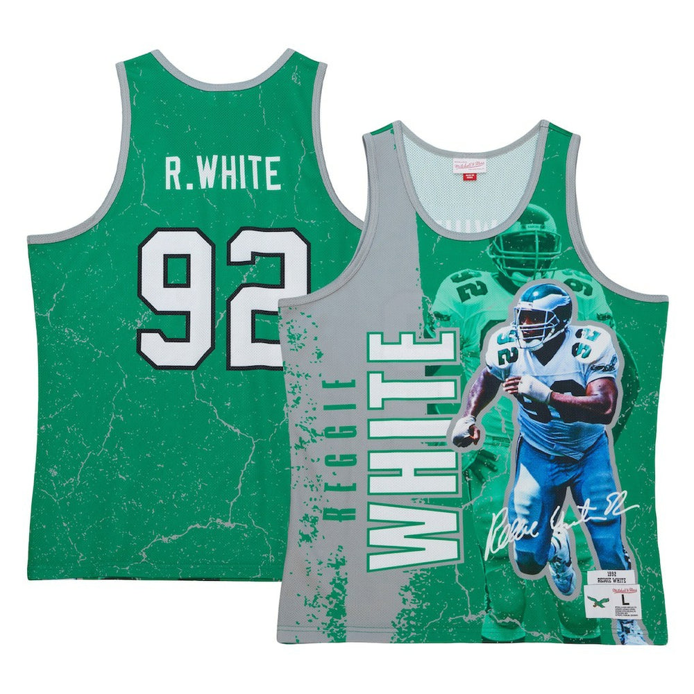 Reggie White Philadelphia Eagles 1992 Player Burst Tank Top Kelly Green