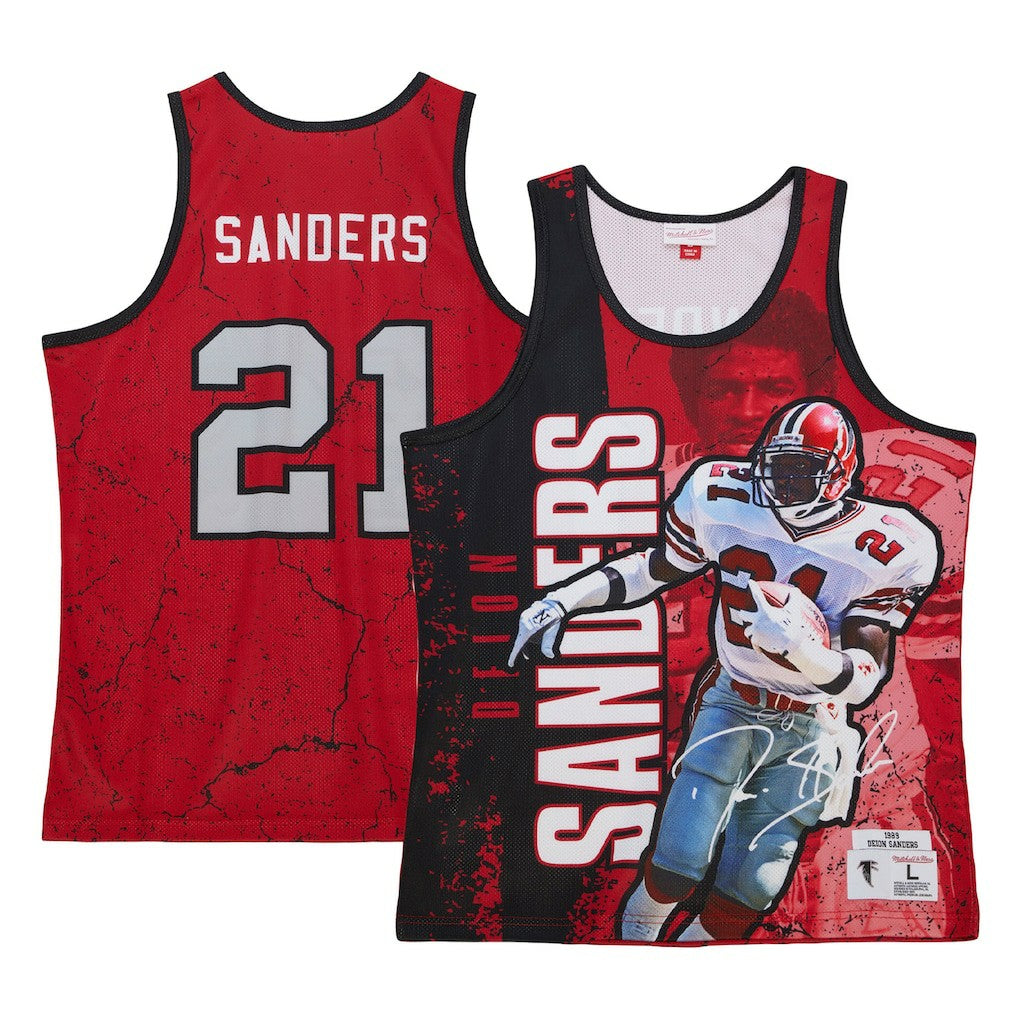 Deion Sanders Atlanta Falcons 1989 Player Burst Tank Top Red