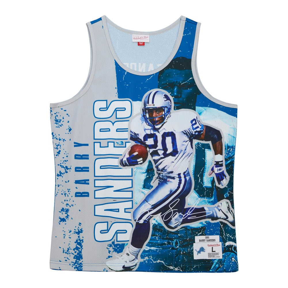 Barry Sanders Detroit Lions 1991 Player Burst Tank Top Blue
