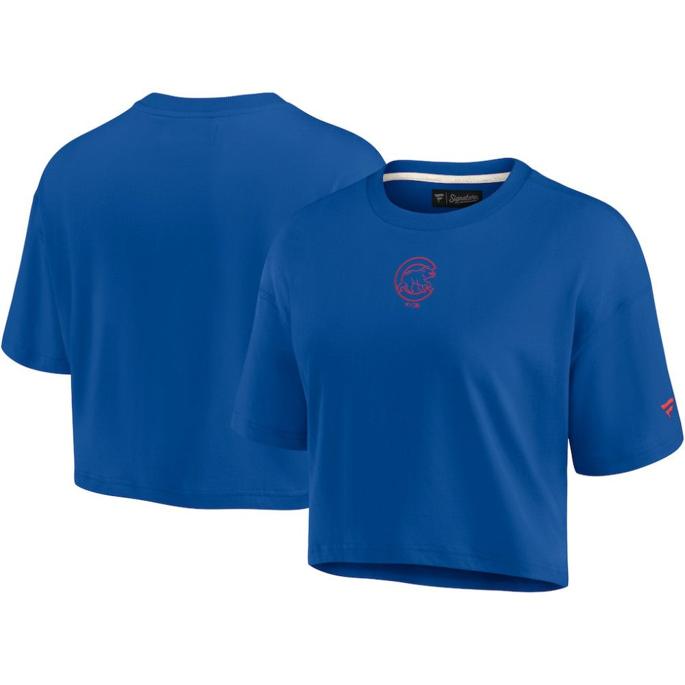 Chicago Cubs Fanatics Women's Elements Super Soft Boxy Cropped T-Shirt - Royal T-shirts