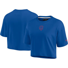 Chicago Cubs Fanatics Women's Elements Super Soft Boxy Cropped T-Shirt - Royal T-shirts