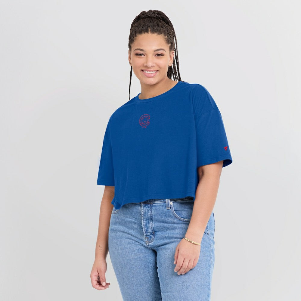 Chicago Cubs Fanatics Women's Elements Super Soft Boxy Cropped T-Shirt - Royal T-shirts