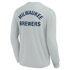 Milwaukee Brewers Fanatics Unisex Elements Super Soft Long Sleeve T-Shirt - Gray T-shirts