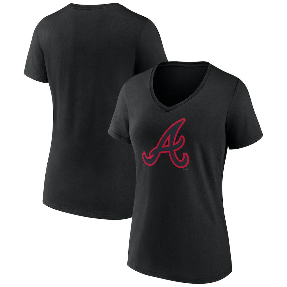 Atlanta Braves Women's Rough Diamond V-Neck T-Shirt - Black T-shirts