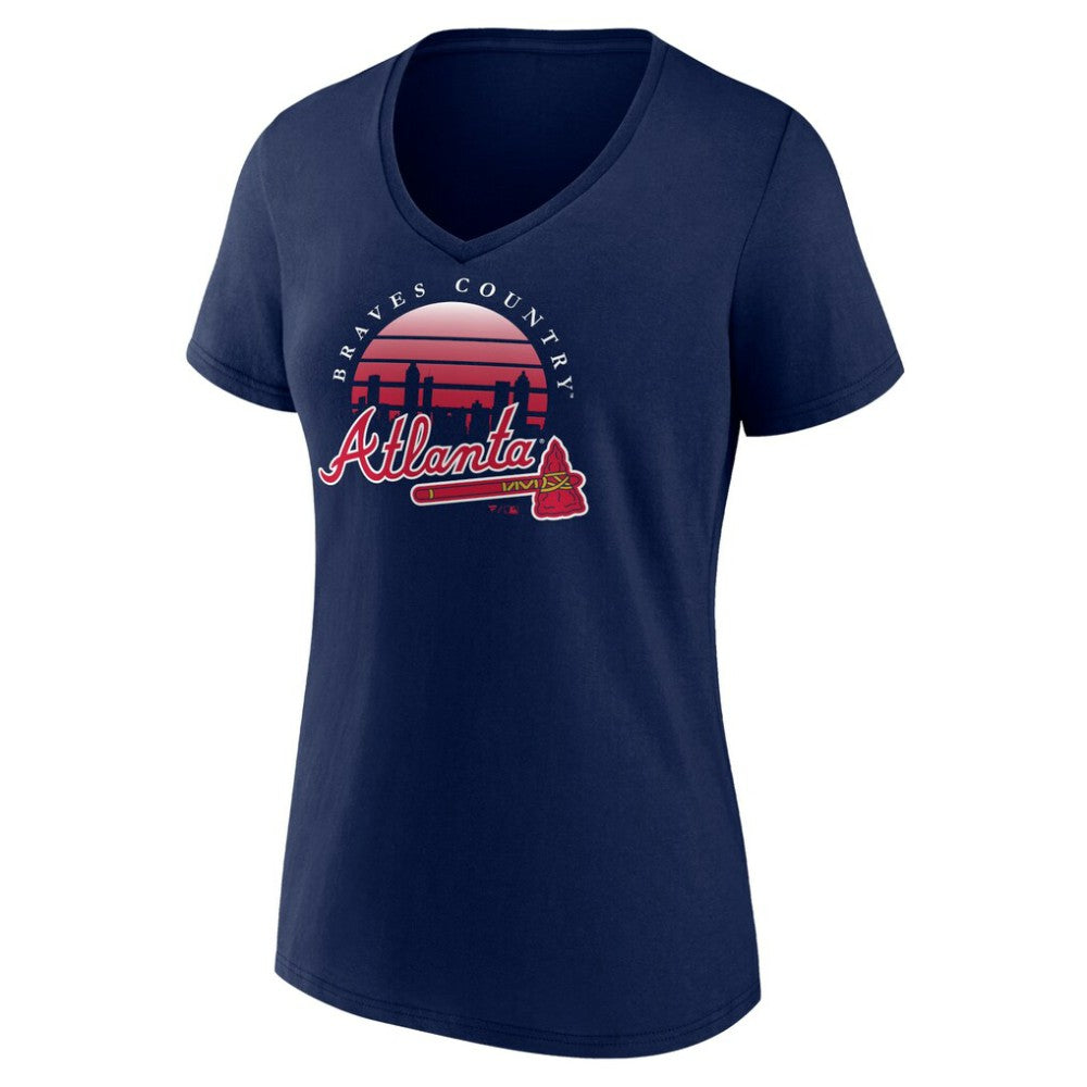 Atlanta Braves Women's One Champion V-Neck T-Shirt - Navy T-shirts
