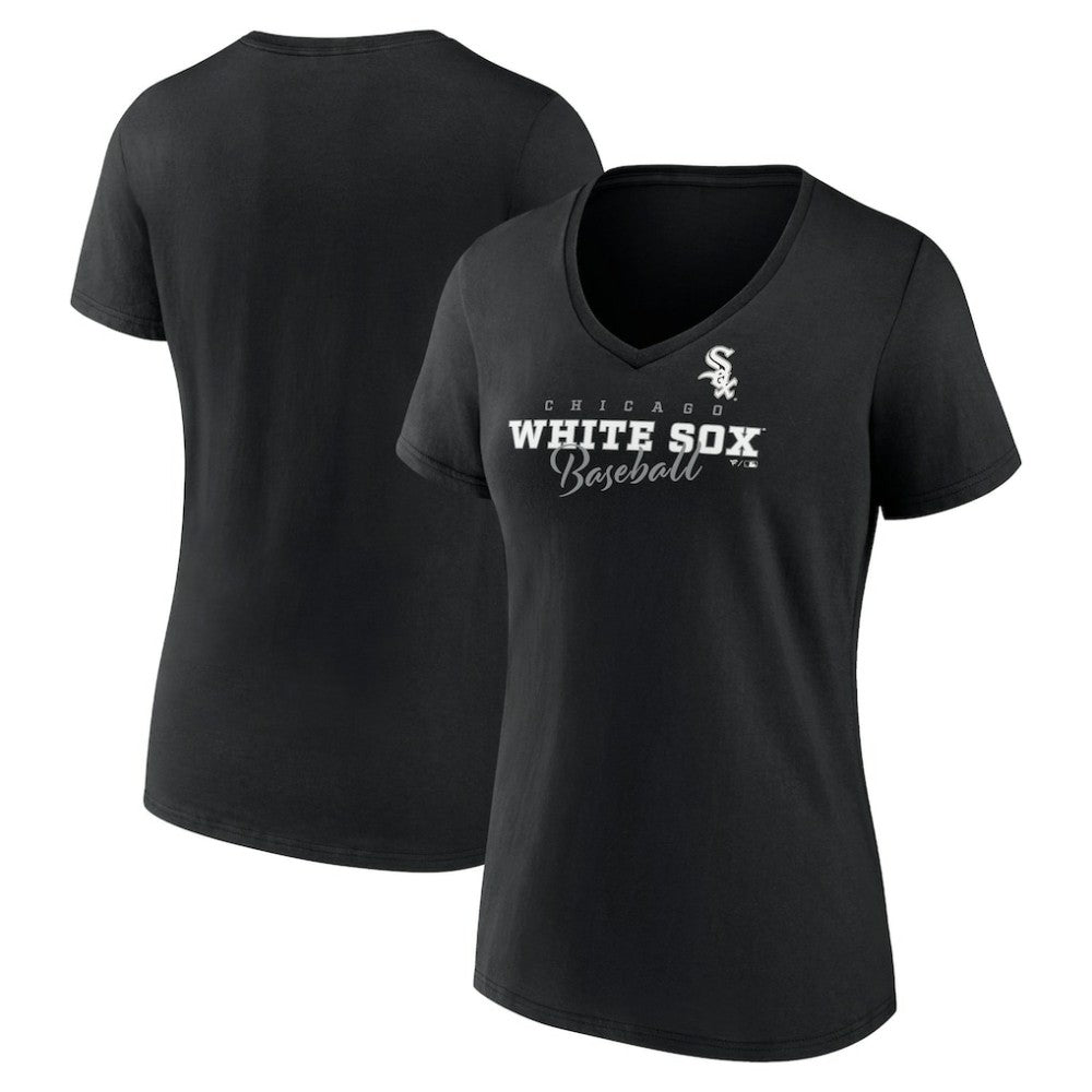 Chicago White Sox Women's Back In Business V-Neck T-Shirt - Black T-shirts