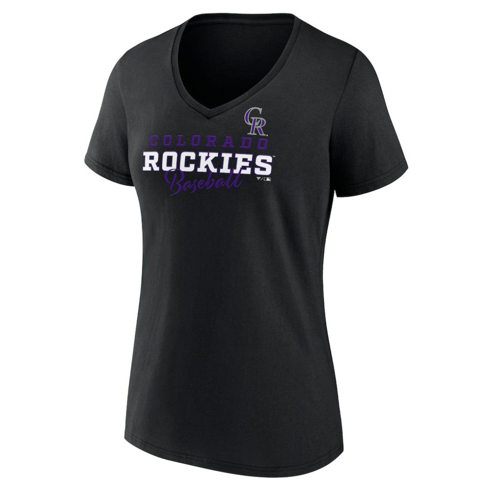 Colorado Rockies Women's Back In Business V-Neck T-Shirt - Black T-shirts