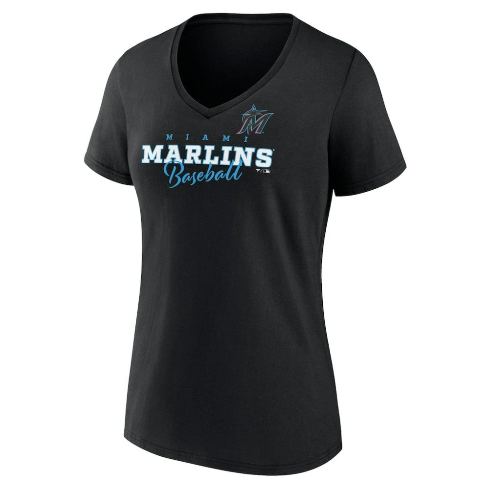 Miami Marlins Women's Back In Business V-Neck T-Shirt - Black T-shirts