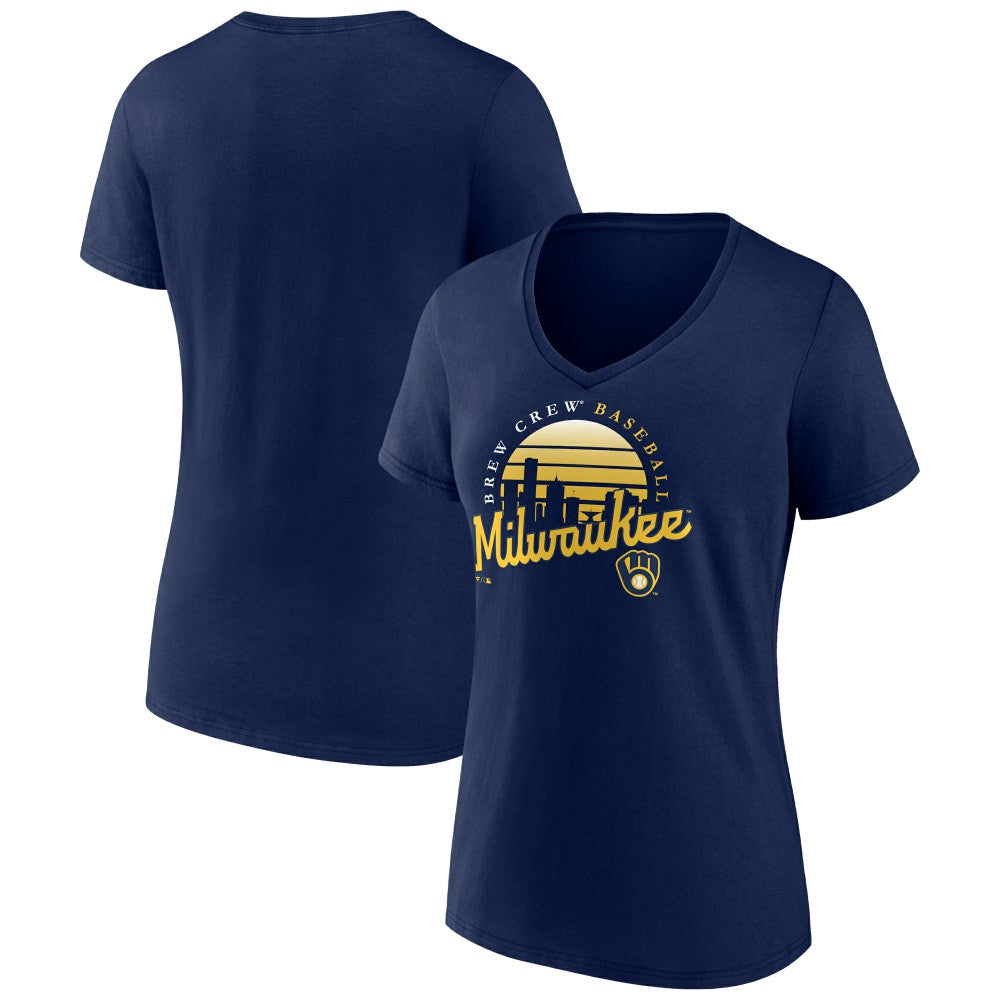 Milwaukee Brewers Women's One Champion V-Neck T-Shirt - Navy T-shirts