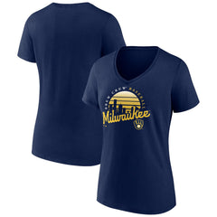 Milwaukee Brewers Women's One Champion V-Neck T-Shirt - Navy T-shirts
