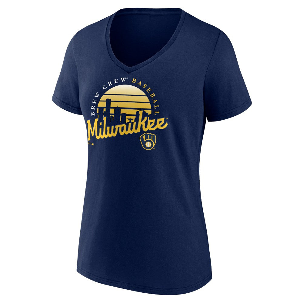 Milwaukee Brewers Women's One Champion V-Neck T-Shirt - Navy T-shirts