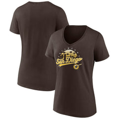 San Diego Padres Women's One Champion V-Neck T-Shirt - Brown T-shirts