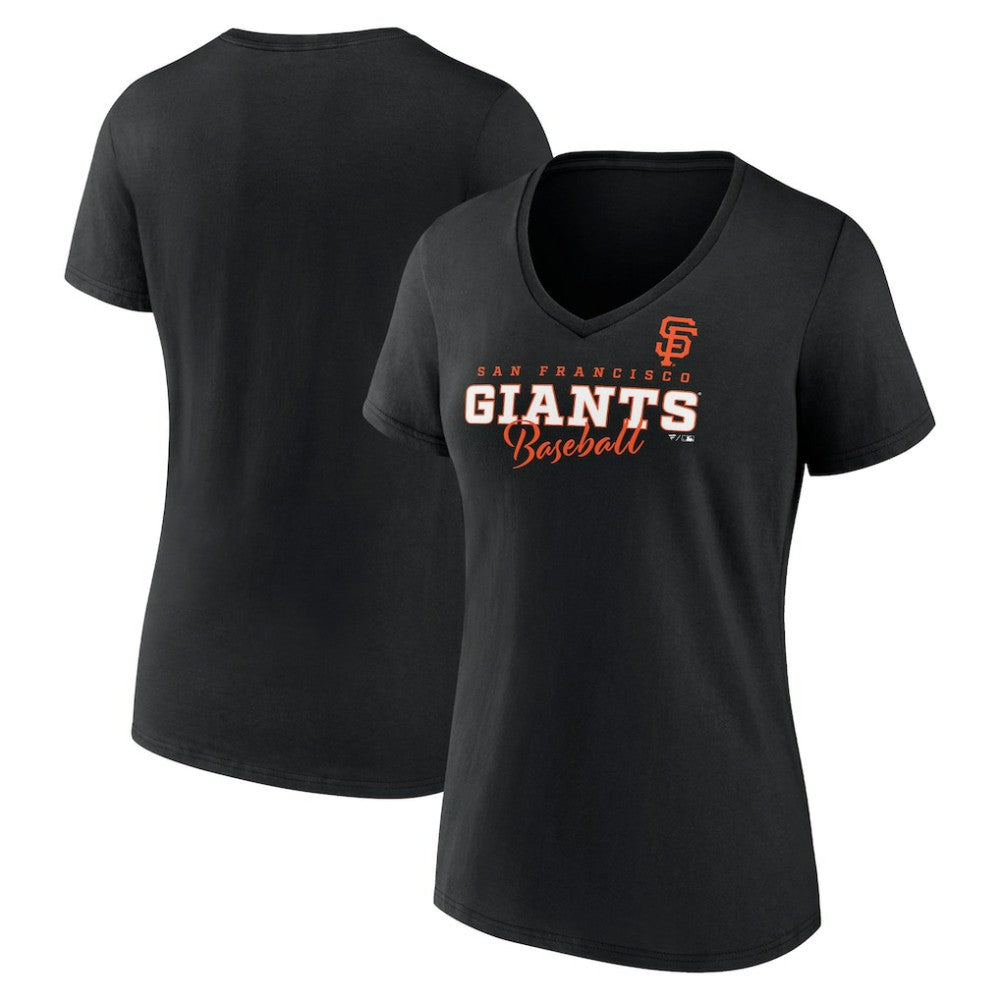 San Francisco Giants Women's Back In Business V-Neck T-Shirt - Black T-shirts