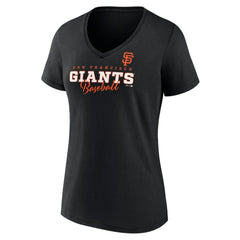 San Francisco Giants Women's Back In Business V-Neck T-Shirt - Black T-shirts