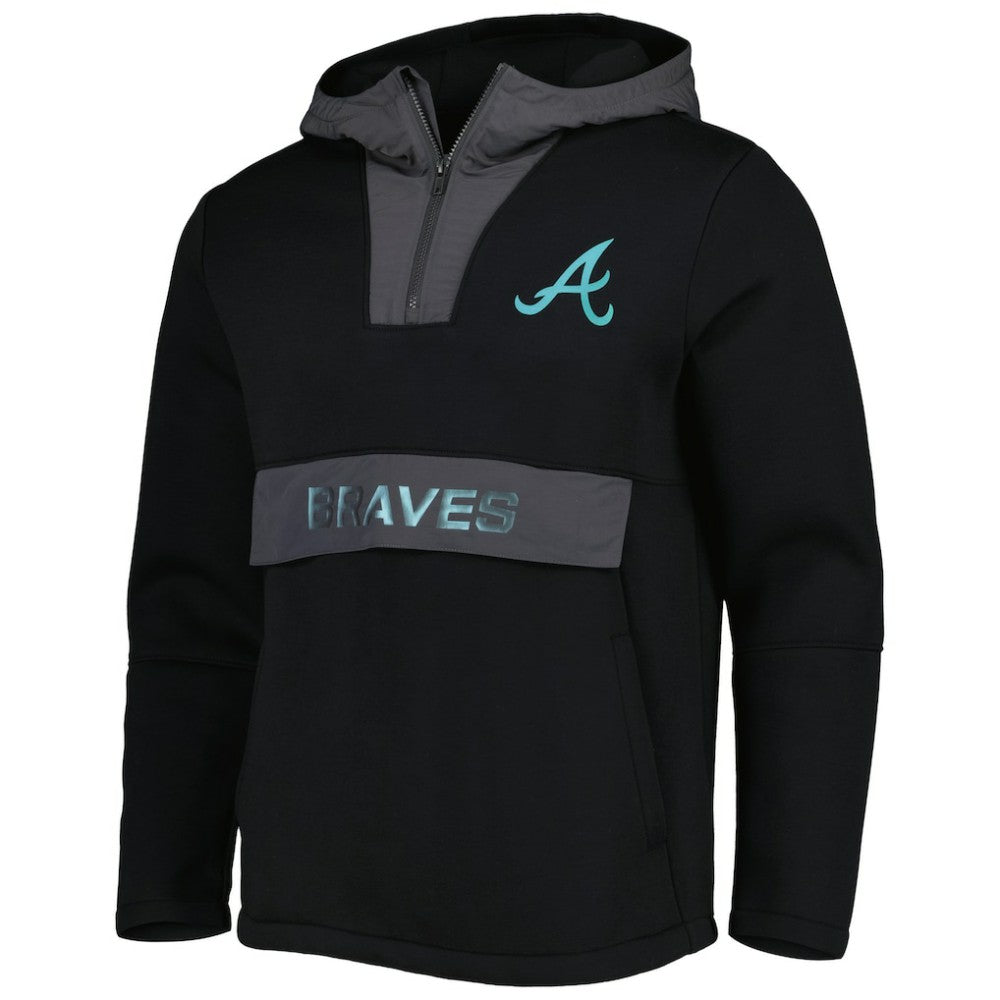 Atlanta Braves Levelwear Ruckus Quarter-Zip Hoodie - Black Hoodies