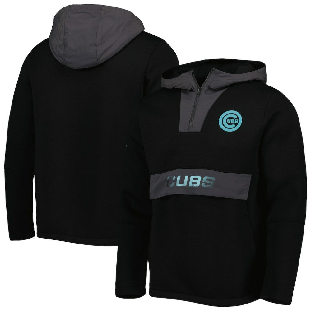 Chicago Cubs Levelwear Ruckus Quarter-Zip Hoodie - Black Hoodies