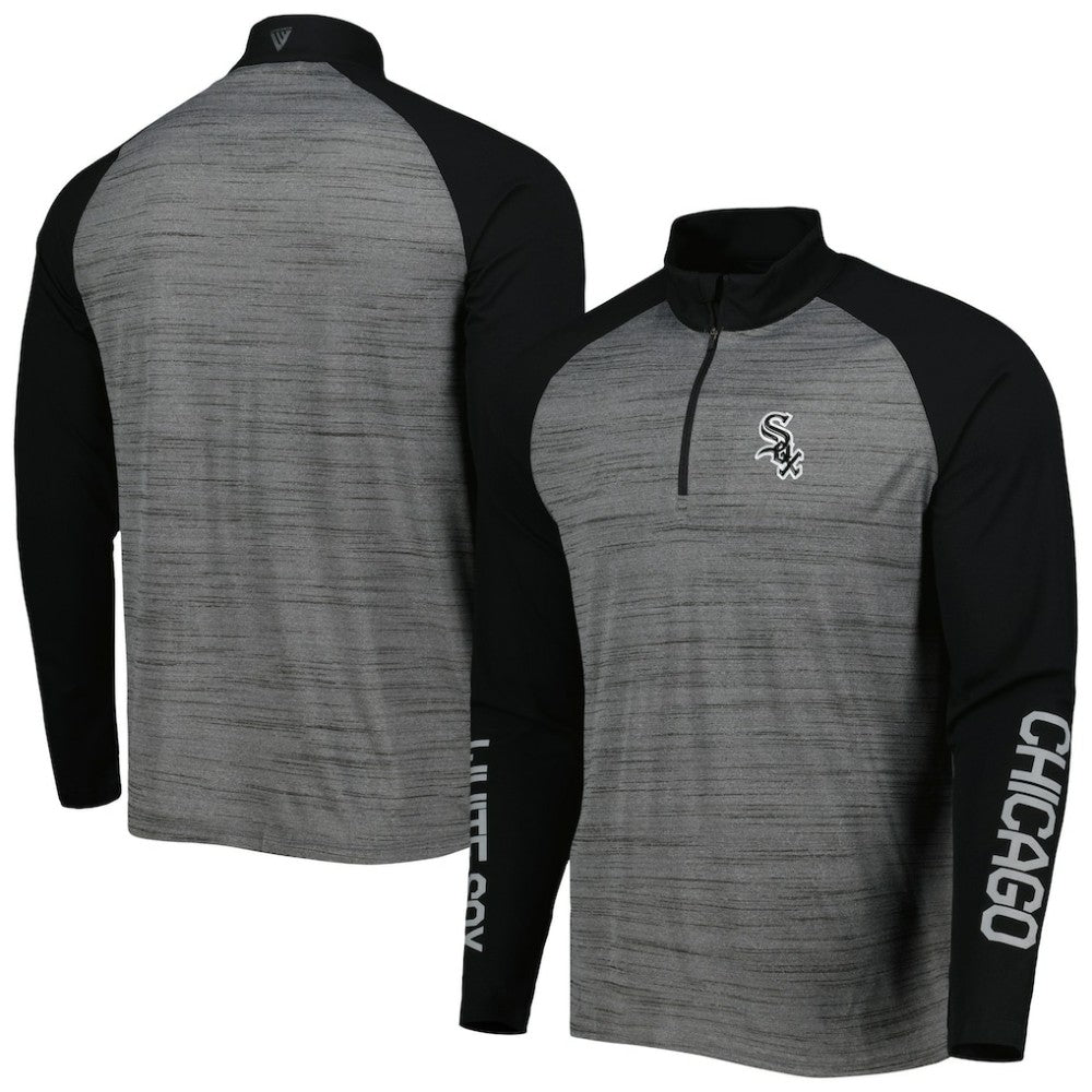 Chicago White Sox Levelwear Vandal Raglan Quarter-Zip Top - Heather Gray Tops