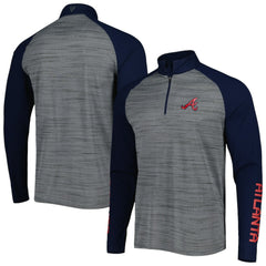 Atlanta Braves Levelwear Vandal Raglan Quarter-Zip Top - Heather Gray Tops