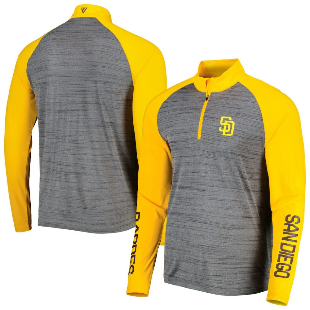 San Diego Padres Levelwear Vandal Raglan Quarter-Zip Top - Heather Gray Tops